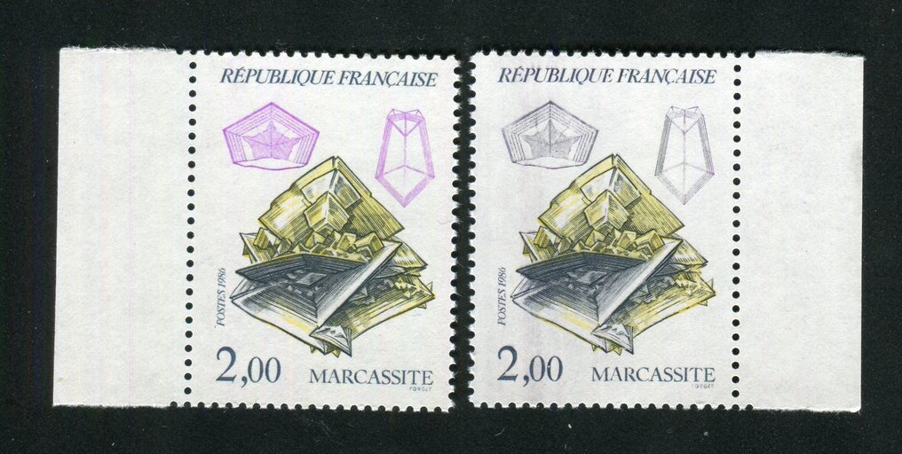 France 1986 - Superb & Rare No. 2429 - Gray Color Variety instead of Fuchsia with a standard specimen. #1.0
