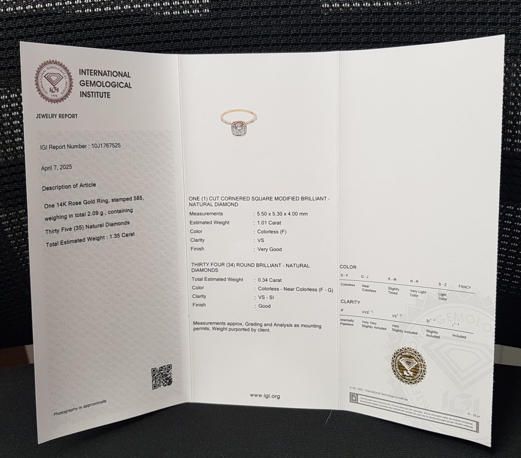 订婚戒指 - 14K包金 玫瑰金 - 1.35ct. tw. 钻石 (天然) - 钻石 #1.0