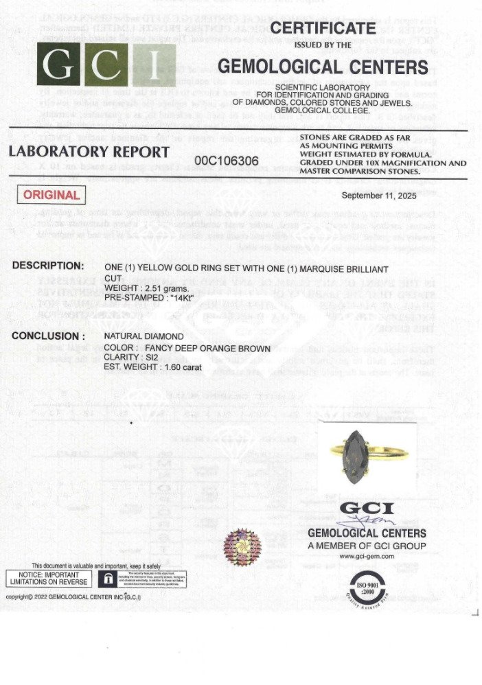 戒指 - 14 克拉 黃金 -  1.60ct. tw. 鉆石 (天然) #2.1