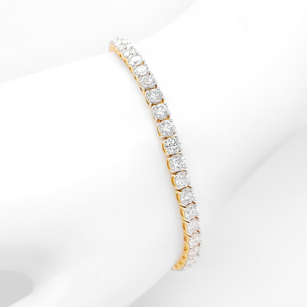 Βραχιόλι - 14 καράτια D-E/VVS, Κίτρινο χρυσό -  7.04ct. tw. Διαμάντι (Εργαστηριακής καλλιέργειας) - Πιστοποιημένο από IGI #4.3