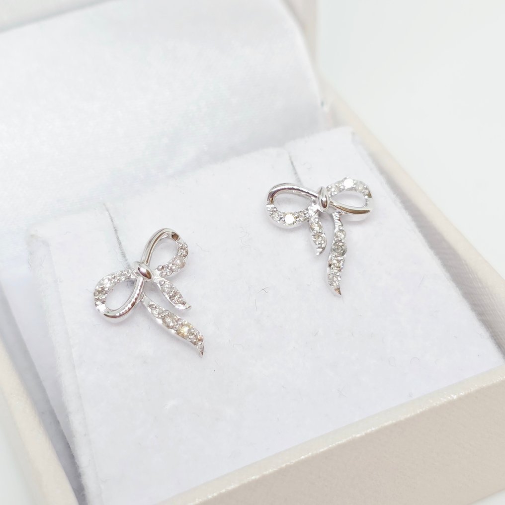 Nincs minimálár - Drop fülbevaló - 14 kt. Fehér arany - 0.18ct. tw. Gyémánt (Természetes) #1.0