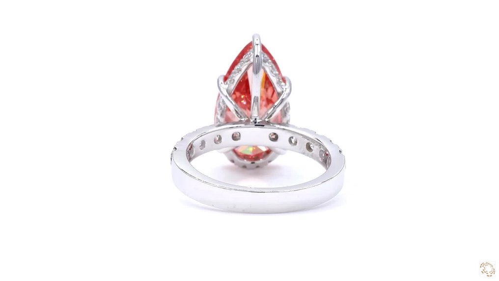 Sormus - 18 kt. Valkokulta - 6.59ct. tw. Vaaleanpunainen Timantti (Fancy-värinen laboratoriotimantti) - Timantti - Hienostunut kirkkaan pinkki #2.1