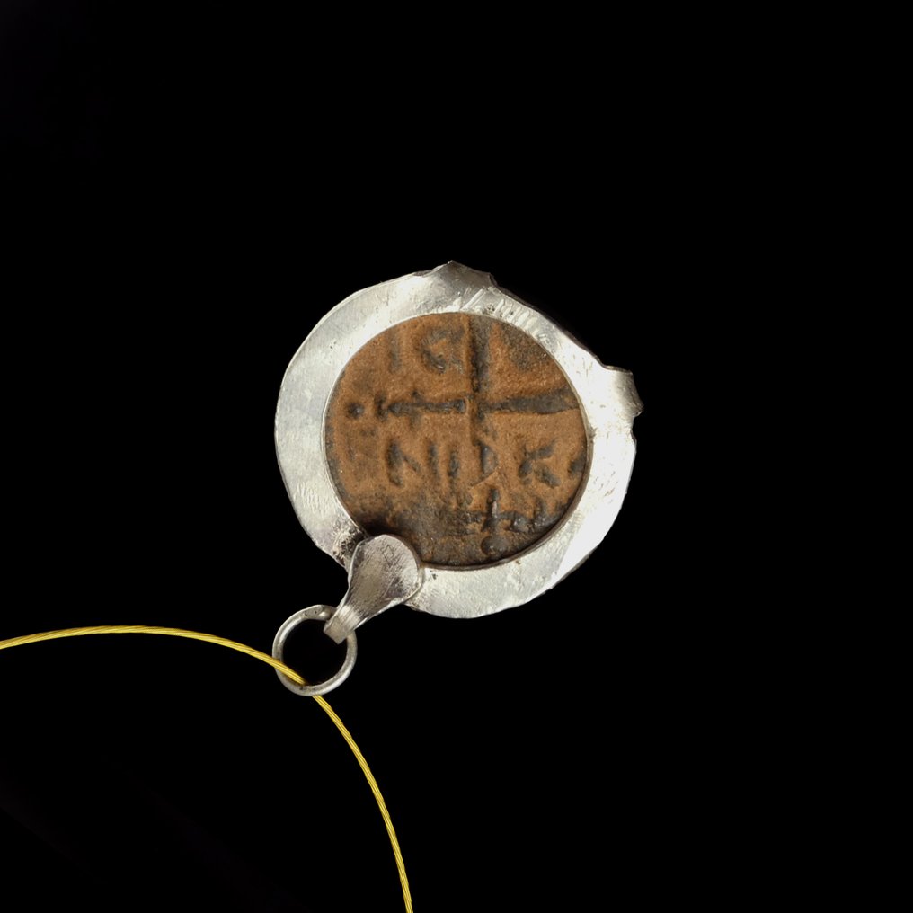 Medieval, Crusaders Era Coin pendant with Crusader coin, Tancred of Hauteville #2.1