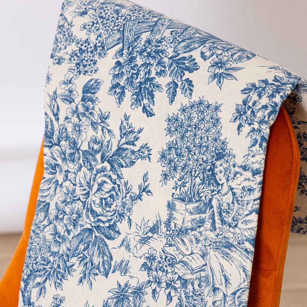 Tessuto Toile de Jouy blå – 2,8 x 2,5 m - Möbeltyg  - 2.5 m - 2.8 m #4.3