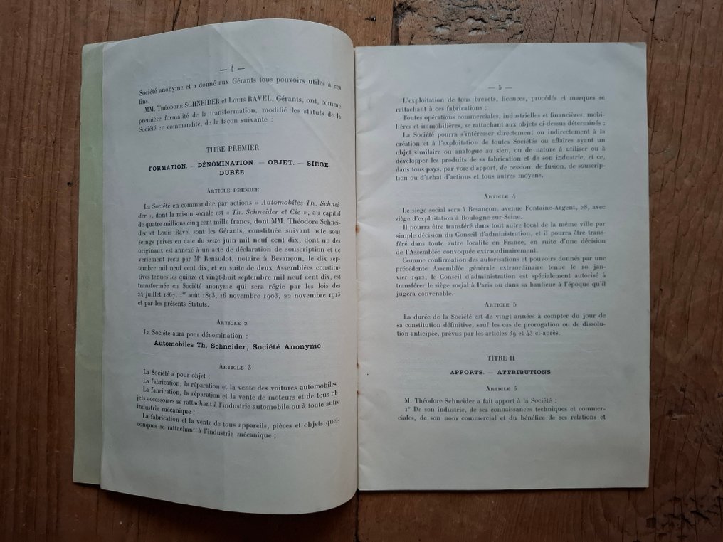Statuts - Th. Schneider - Automobiles Th. Schneider Status - 1914 #4.3