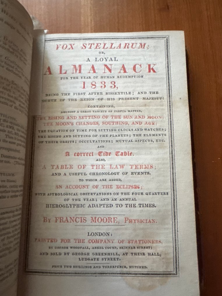 [Stationers’ Company] - Almanacks for the Year of Our Lord 1833. - 1833 #2.1