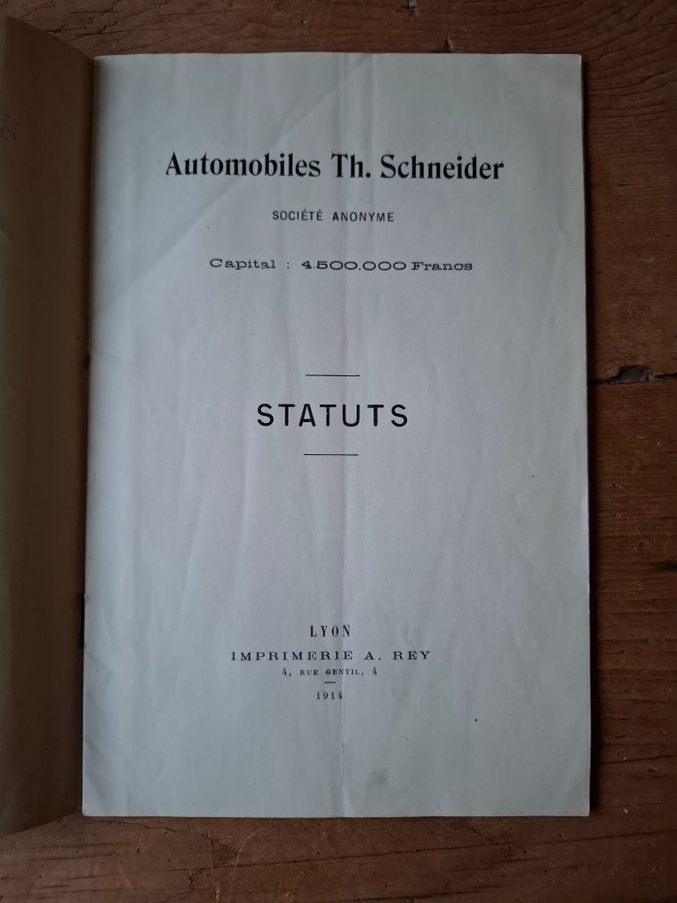 Statuts - Th. Schneider - Automobiles Th. Schneider Status - 1914 #3.2