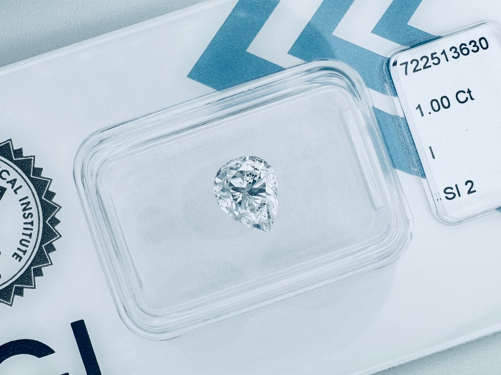 1 pcs 钻石 (天然) - 1.00 ct - 梨形 - I - SI2 微内含二级 - 国际宝石研究院(IGI) #1.0