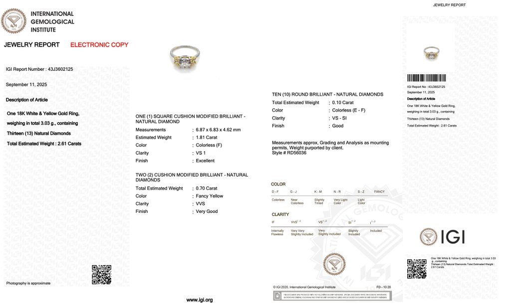 Δαχτυλίδι - 18 καράτια Λευκός χρυσός, Κίτρινο χρυσό -  2.61ct. tw. Διαμάντι (Φυσικό) - Διαμάντι #4.3