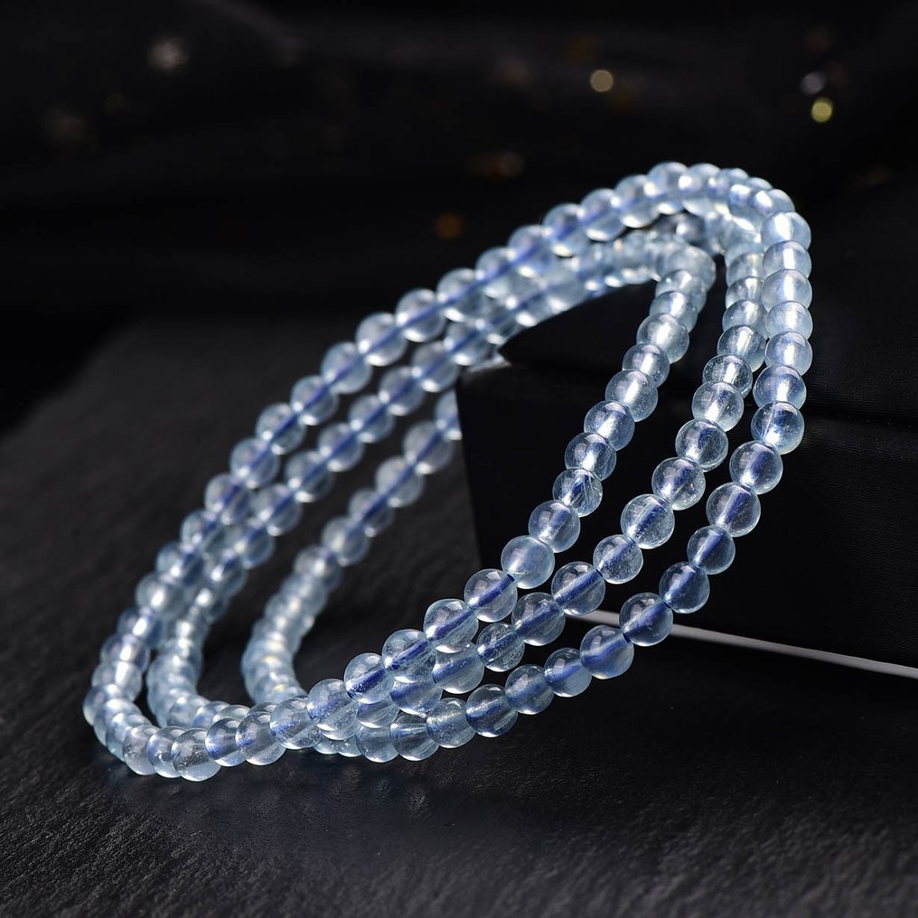 无底价 - ALGT 认证 - 高度独家的天然海蓝宝石串珠 以卓越的清晰度定义- 14.06 g #3.2