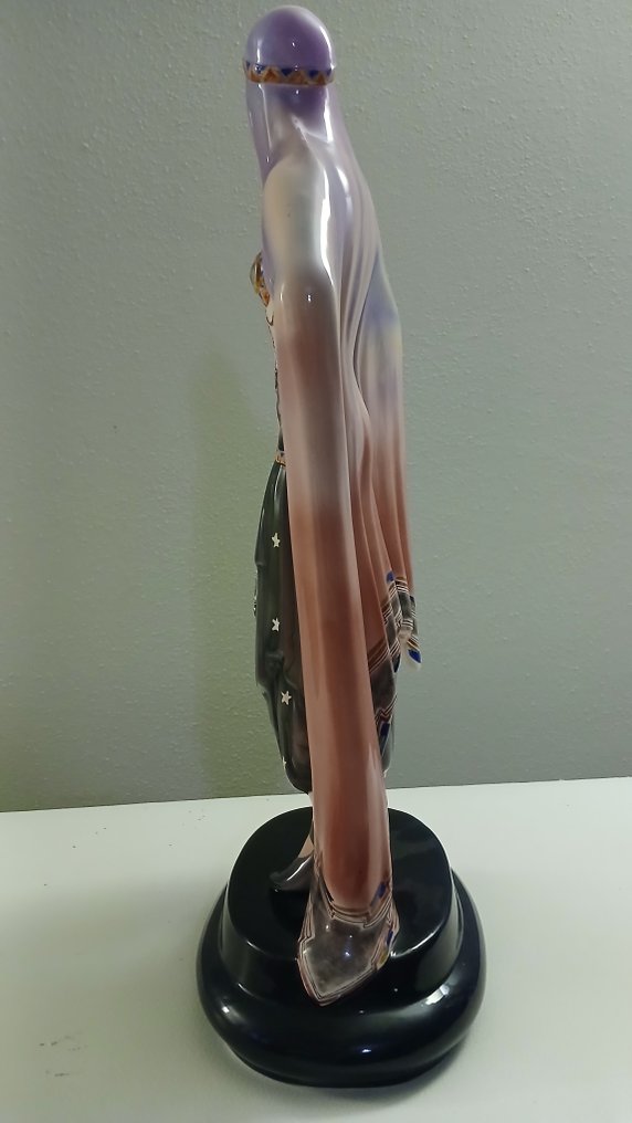 Goldscheider - Josef Lorenzl - Statue, Ragazza Egiziana (Aida) - 47 cm - polychrome ceramics - 1922 #4.3