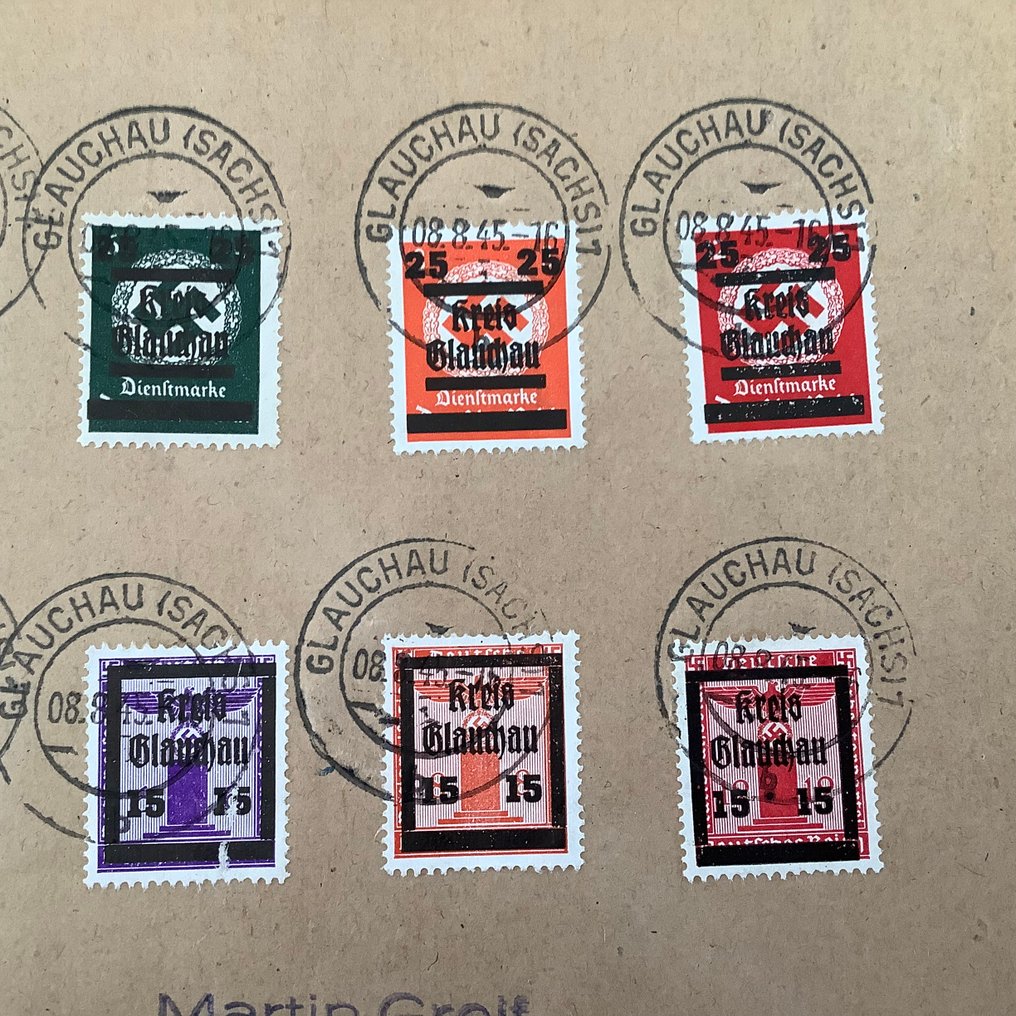 德国 - 本地邮政区 1946 - 格劳豪：14个信封邮戳印刷品——经过严格检验的 Busch - Michel ex 20/42 met oa 23/25 #4.3
