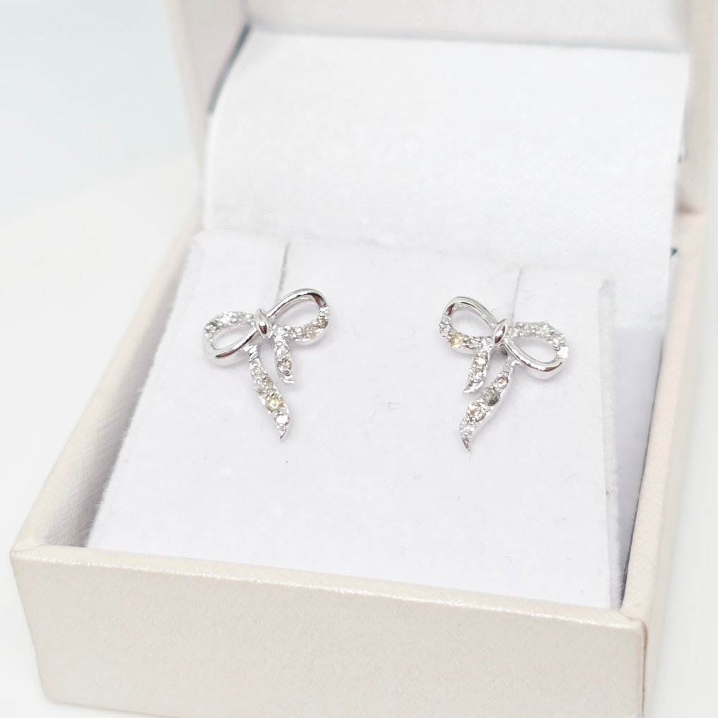 Nincs minimálár - Drop fülbevaló - 14 kt. Fehér arany - 0.18ct. tw. Gyémánt (Természetes) #4.3