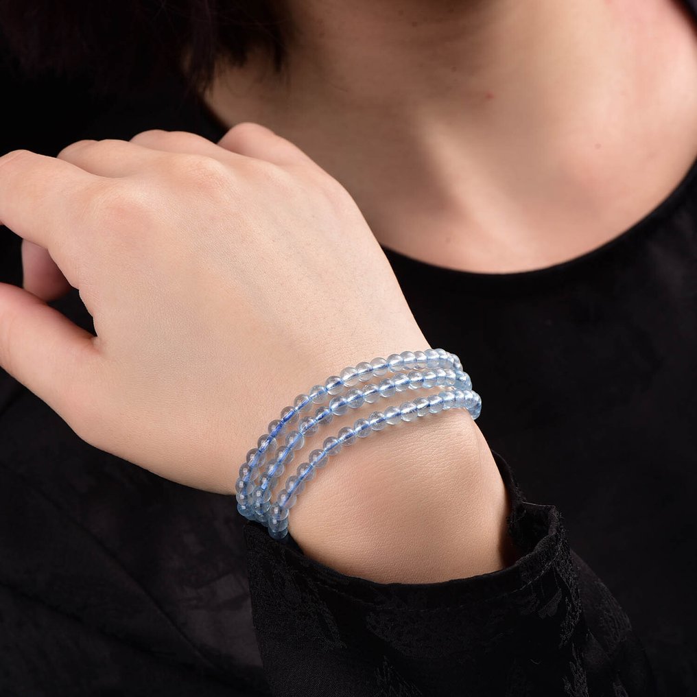 Fără rezervă - Certificat ALGT - Șir de acvamarin natural extrem de exclusiv Remarcabil pentru claritatea sa excepțional de radiantă.- 12.27 g #1.0