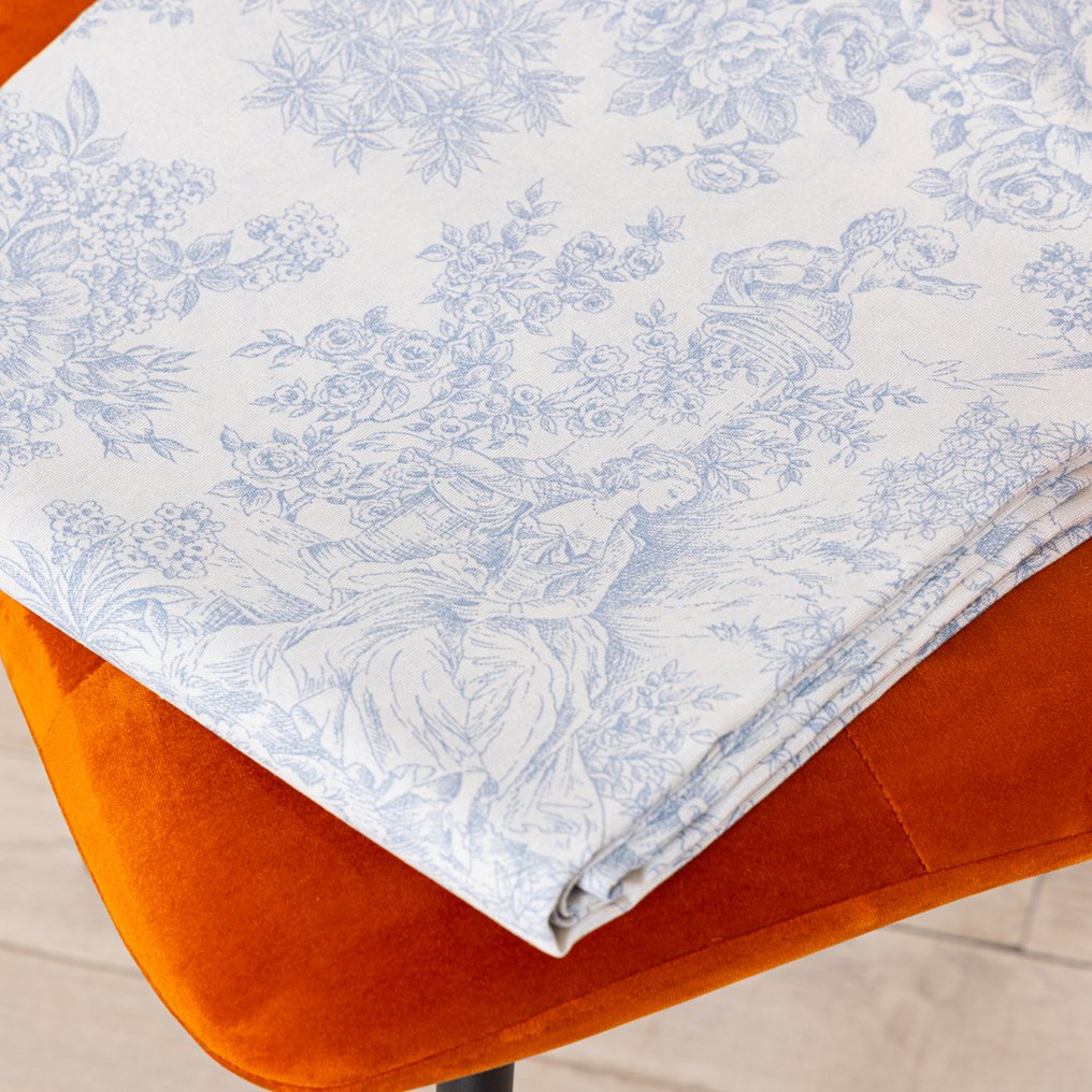 Stoff Toile de Jouy Azzurro – 2,8 x 2,5 m - Polstringsstoff - 2.5 m - 2.8 m #2.1