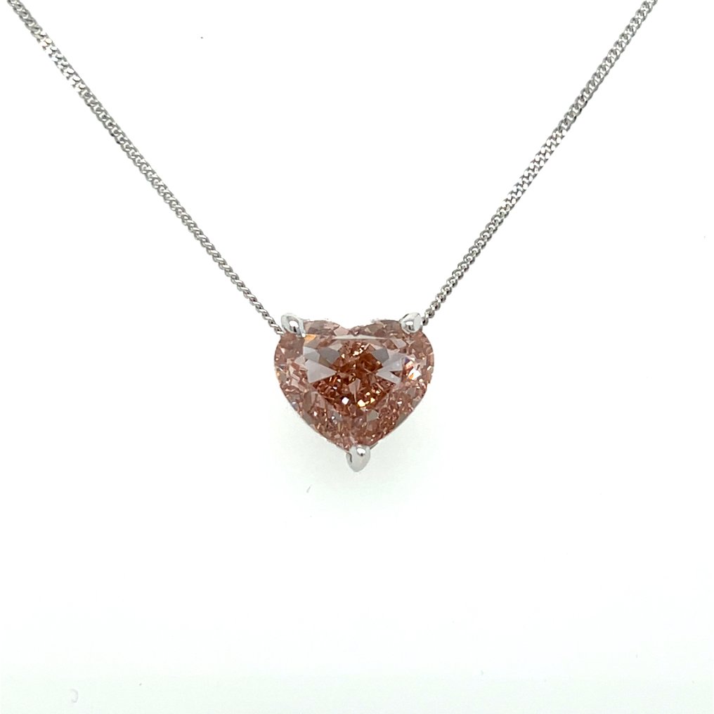 Κολιέ - 14 καράτια Λευκός χρυσός - 3.98ct. tw. Ροζ Διαμάντι (Διαμάντια εργαστηριακής καλλιέργειας με φανταχτερά χρώματα) #2.1