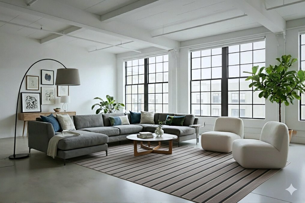 Μεγάλο σύγχρονο ριγέ. - Χαλί - 300 cm - 200 cm - αχρησιμοποίητο #2.1