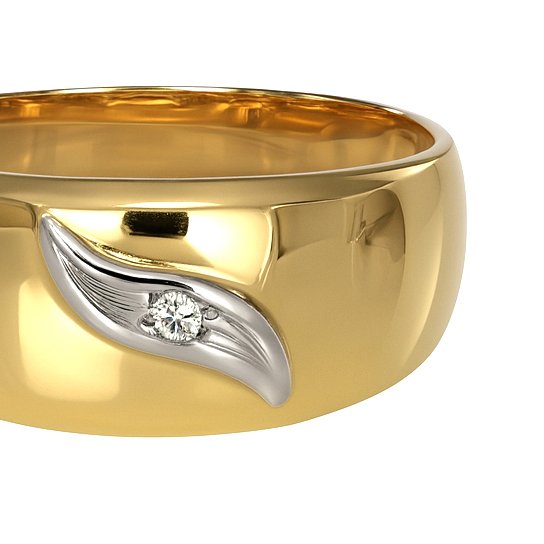 Sormus - 18 kt. Valkokulta, Keltakulta - 0.02ct. tw. Timantti (Luonnollinen) #2.1