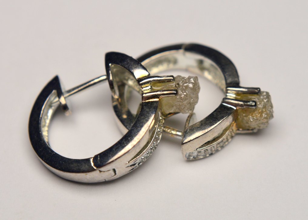 Fără preț de rezervă - Cercei Argint - 925 - Rough Diamond #3.2