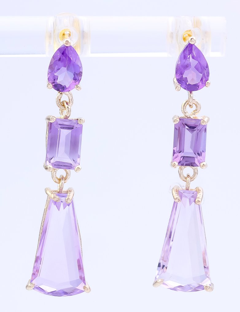 Sans prix de réserve - Boucles d'oreilles - 14 carats Or jaune Améthyste - Améthyste #1.0