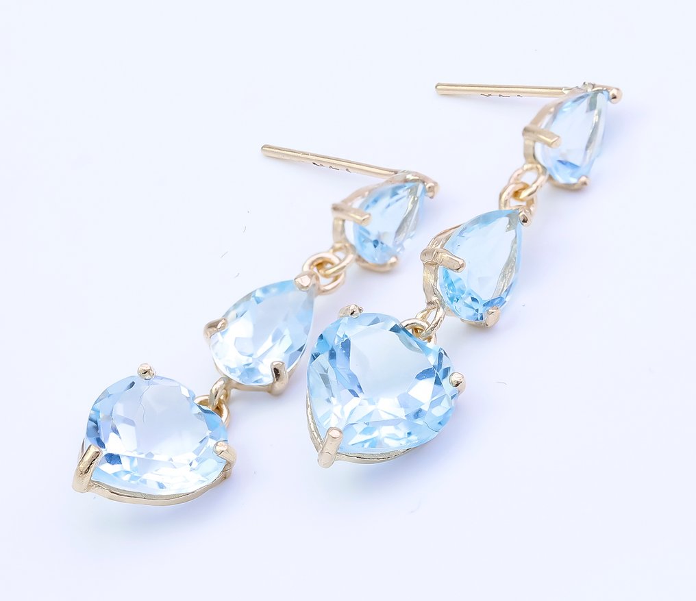 沒有保留價 - 耳環 - 14 克拉 黃金 黃玉 - 黃玉 #1.0