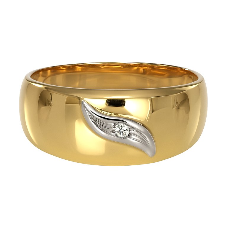 Sormus - 18 kt. Valkokulta, Keltakulta - 0.02ct. tw. Timantti (Luonnollinen) #1.0