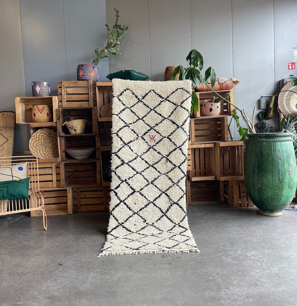 摩洛哥地毯，波希米亚风格装饰，小型复古贝尔贝尔地毯——手工织羊毛——正宗摩洛哥工艺 - 地毯 - 220 cm - 90 cm - 手工编织的羊毛地毯 #1.0