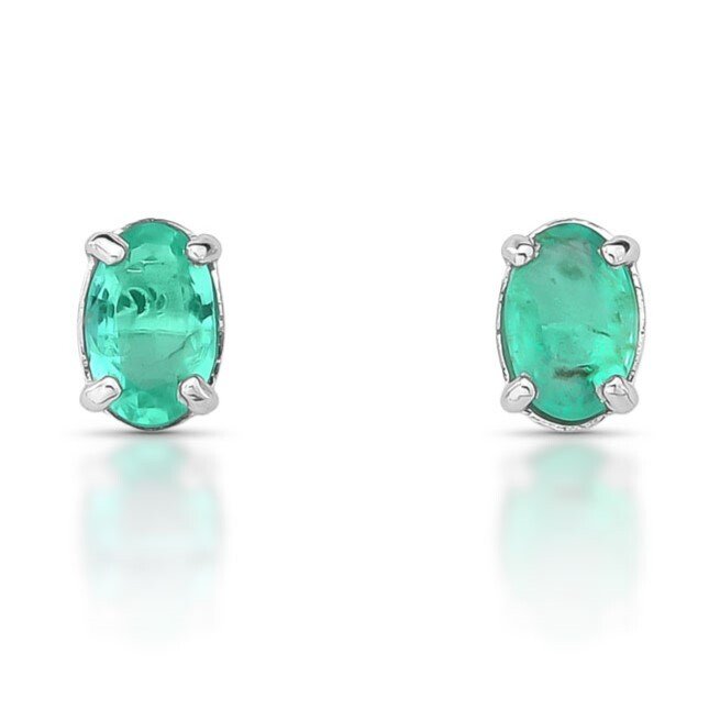 Ingen mindstepris - Øreringe - 14 karat Hvidguld -  1.60ct. tw. Smaragd - 802520 #1.0