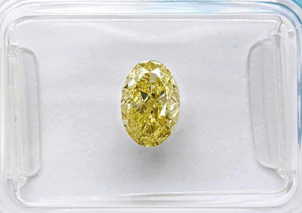 1 pcs 钻石 (天然色彩的) - 1.02 ct - 椭圆形 - Fancy 黄色 - SI1 微内含一级 - 国际宝石研究院(IGI) #1.0