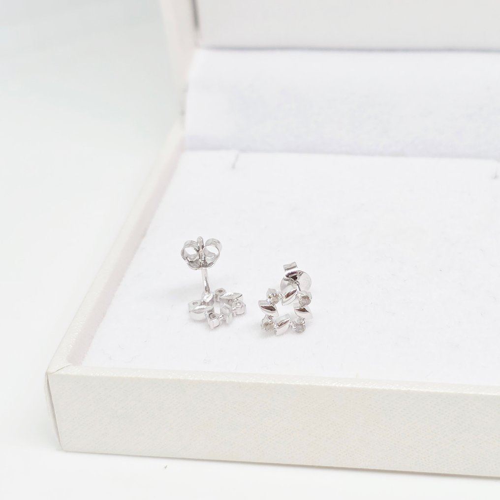 沒有保留價 - 耳環 - 14 克拉 白金 -  0.15ct. tw. 鉆石 (天然)  #4.3