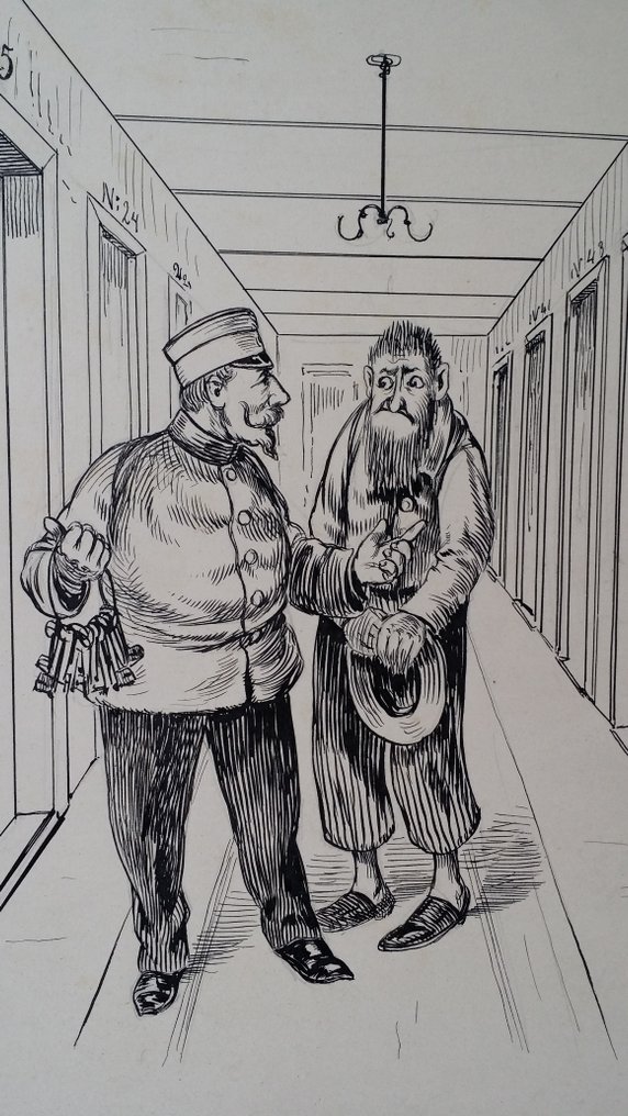 Wilhelm Busch - Pater Filizius (1832–1908) - The Tramp - unique signed drawing - 1895 #3.2