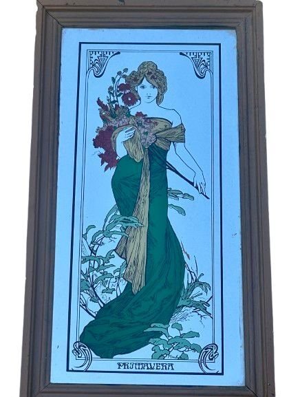 Mucha - Spejl  - Glas, Træ - Forår #1.0