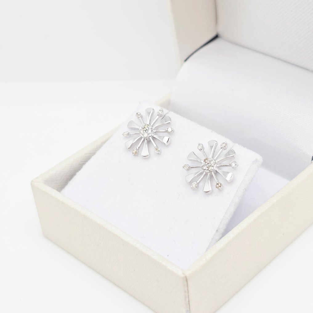 沒有保留價 - 耳環 - 14 克拉 白金 -  0.18ct. tw. 鉆石 (天然)  #4.3