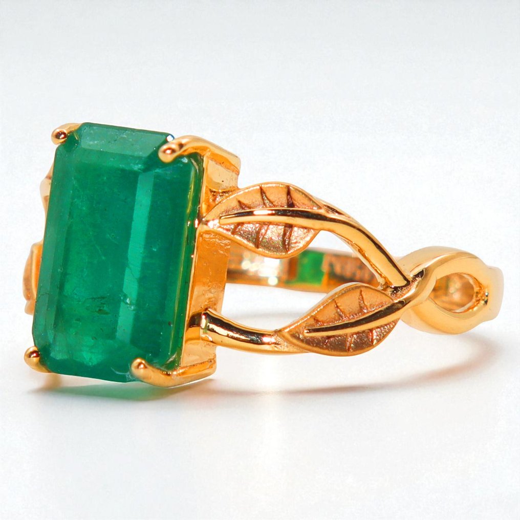 戒指 - 14K包金 黄金 -  2.86ct. tw. 祖母绿 - 免运费 #3.2
