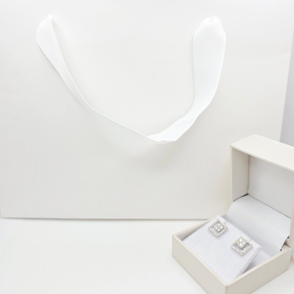 Nincs minimálár - Drop fülbevaló - 14 kt. Fehér arany - 0.48ct. tw. Gyémánt (Természetes) #4.3