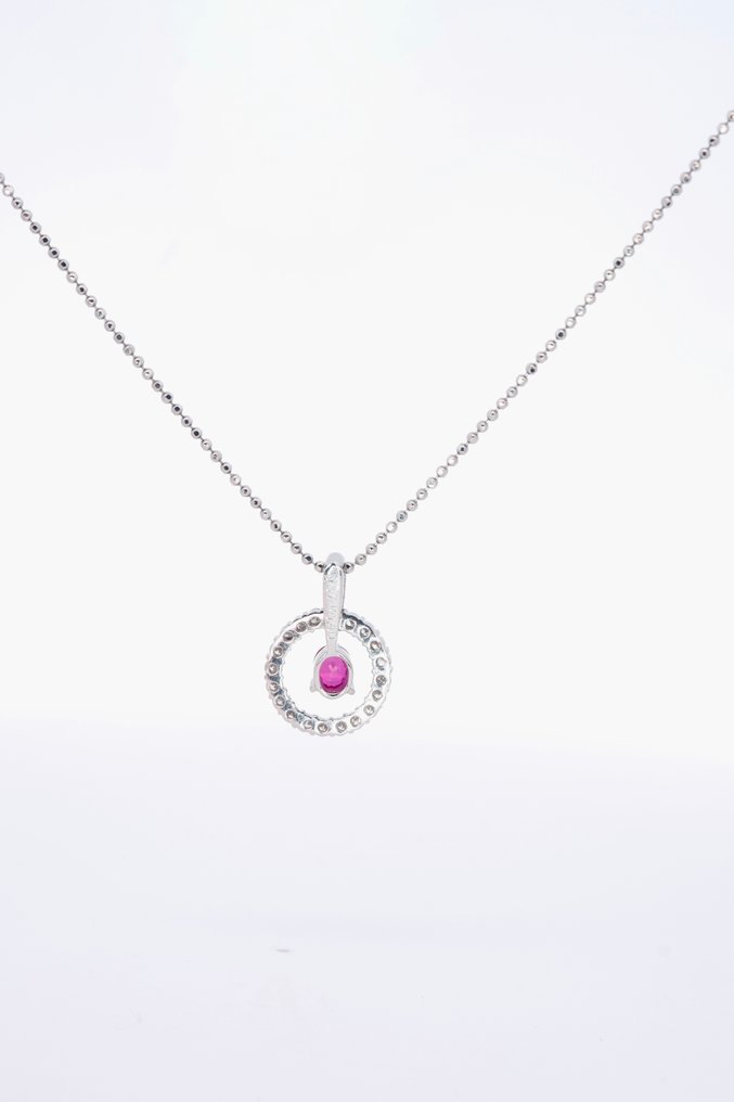 Necklace with pendant Platinum - 0.77ct. tw. Ruby - Diamond #3.2
