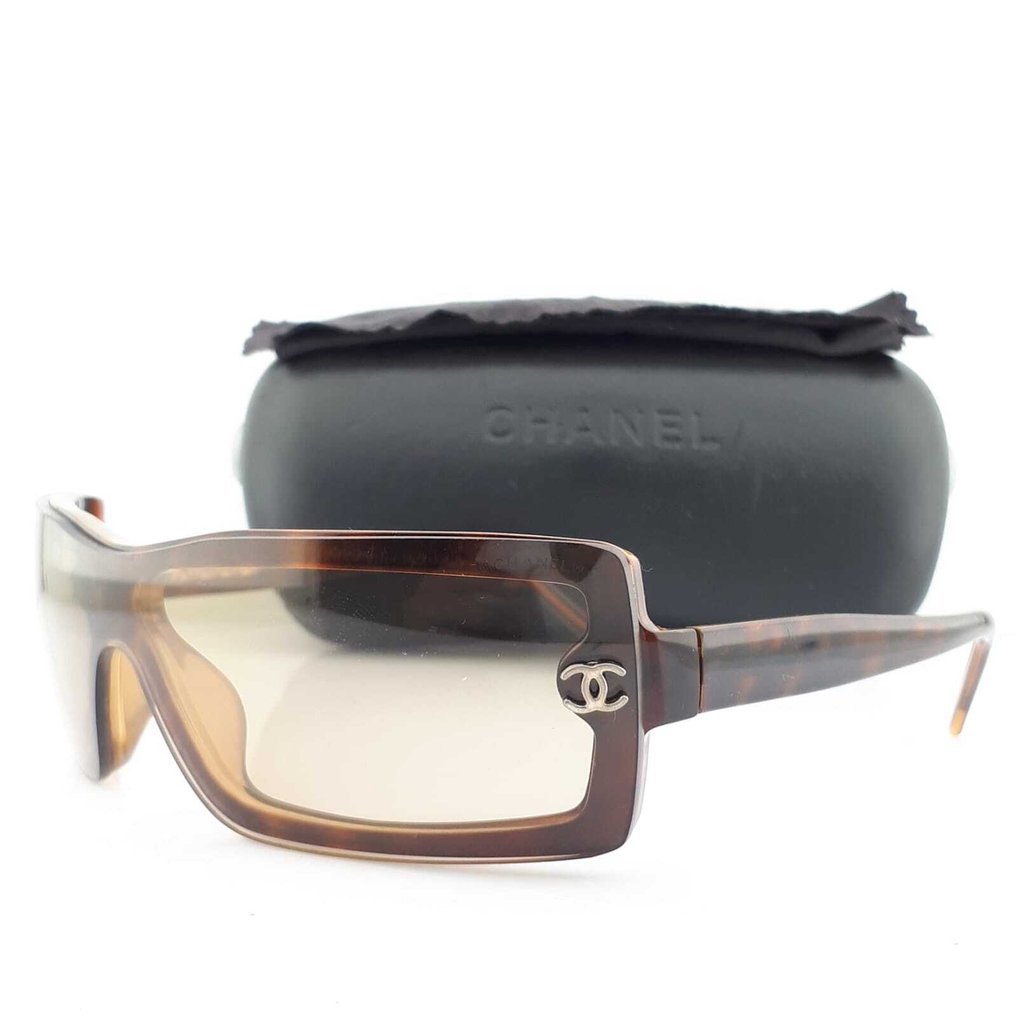 Chanel - Shield Tortoise Shell with Silver Tone Chanel Logos - Γυαλιά ηλίου #1.0