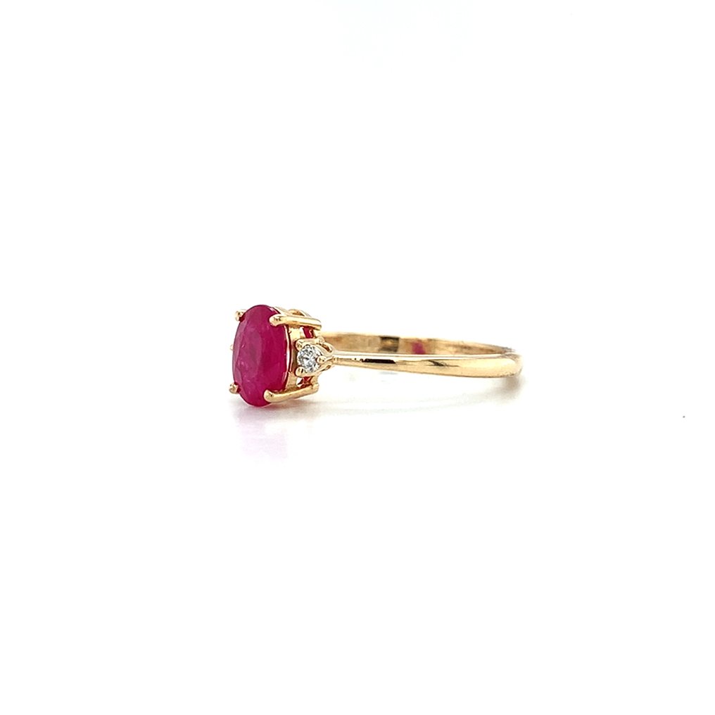 Ring - 14 kt. Yellow gold Ruby - Diamond #4.3