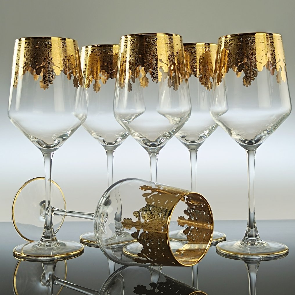 聖餐杯 (6) - 24K金 - 手工绘制的金色高脚杯 #1.0