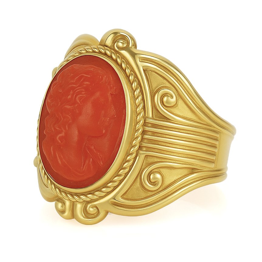Bague - 18 carats Or jaune Corail #4.3