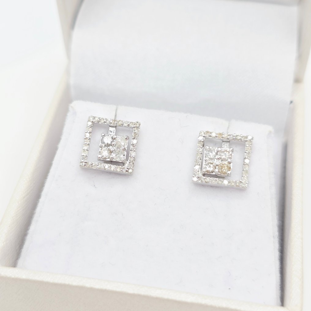 Nincs minimálár - Drop fülbevaló - 14 kt. Fehér arany - 0.48ct. tw. Gyémánt (Természetes) #1.0