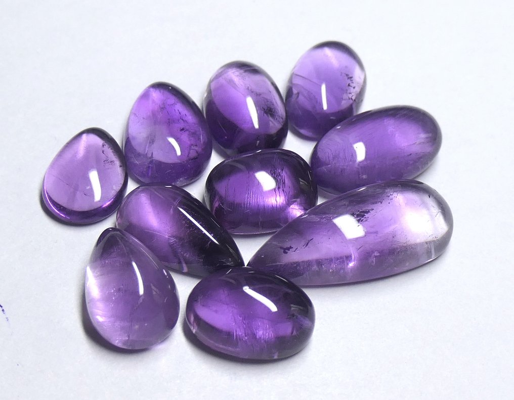 精美的100%天然紫水晶批次 天然圆形宝石- 22.77 g - (10) #1.0