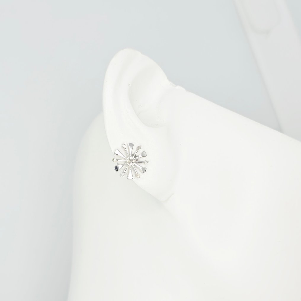 沒有保留價 - 耳環 - 14 克拉 白金 -  0.18ct. tw. 鉆石 (天然)  #1.0