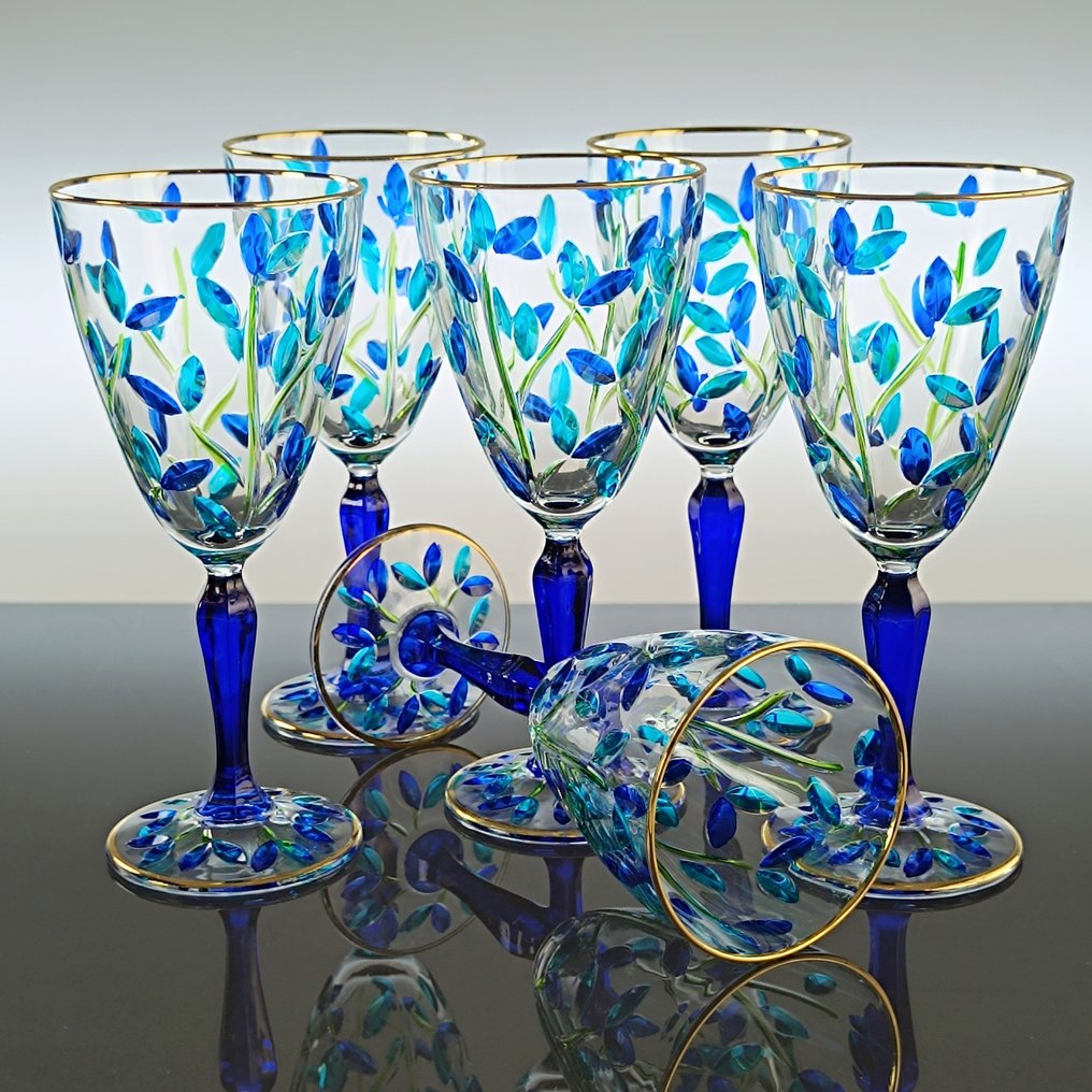 Secoloventesimo - 圣杯 (6) - Leaves Gold Chalice - 24K金 - 无铅水晶 #1.0