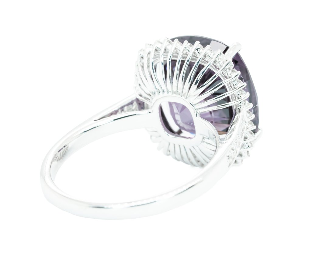 Δαχτυλίδι - 14 καράτια Λευκός χρυσός, Βαθύ Βιολετί (Χωρίς Θέρμανση) -  9.81ct. tw. Σπινέλιος - Διαμάντι - 0.39ct #3.2