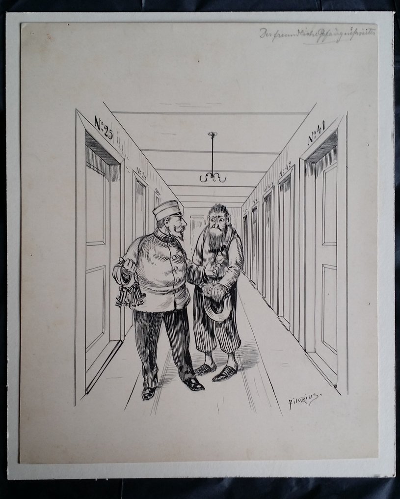 Wilhelm Busch - Pater Filizius (1832–1908) - The Tramp - unique signed drawing - 1895 #1.0