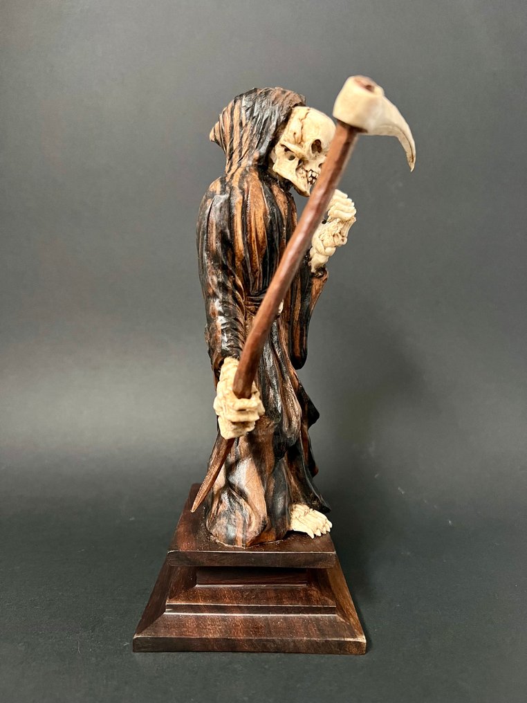 Statuette, Vanité Memento Mori - 20 cm - Træ, Knogle #3.2