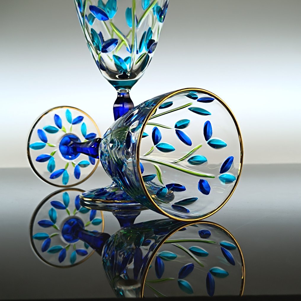 Secoloventesimo - 圣杯 (6) - Leaves Gold Chalice - 24K金 - 无铅水晶 #1.0