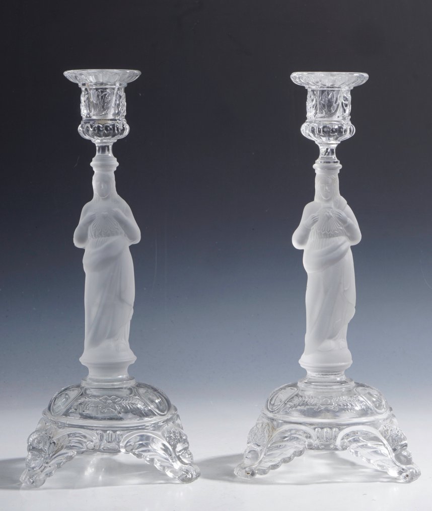 Val Saint Lambert - Castiçal Dois castiçais de - Vidro #1.0