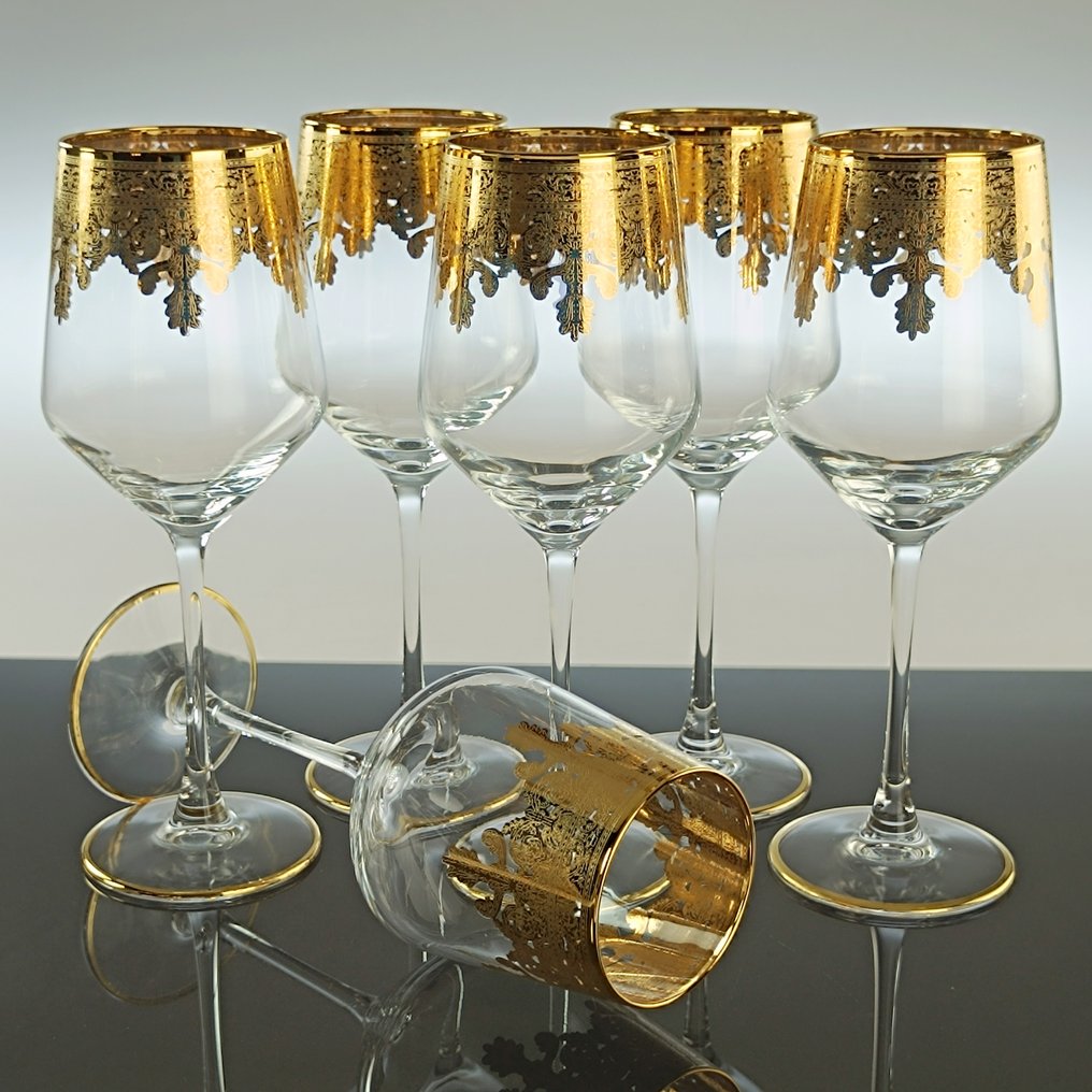 聖餐杯 (6) - 24K金 - 手工绘制的金色高脚杯 #1.0